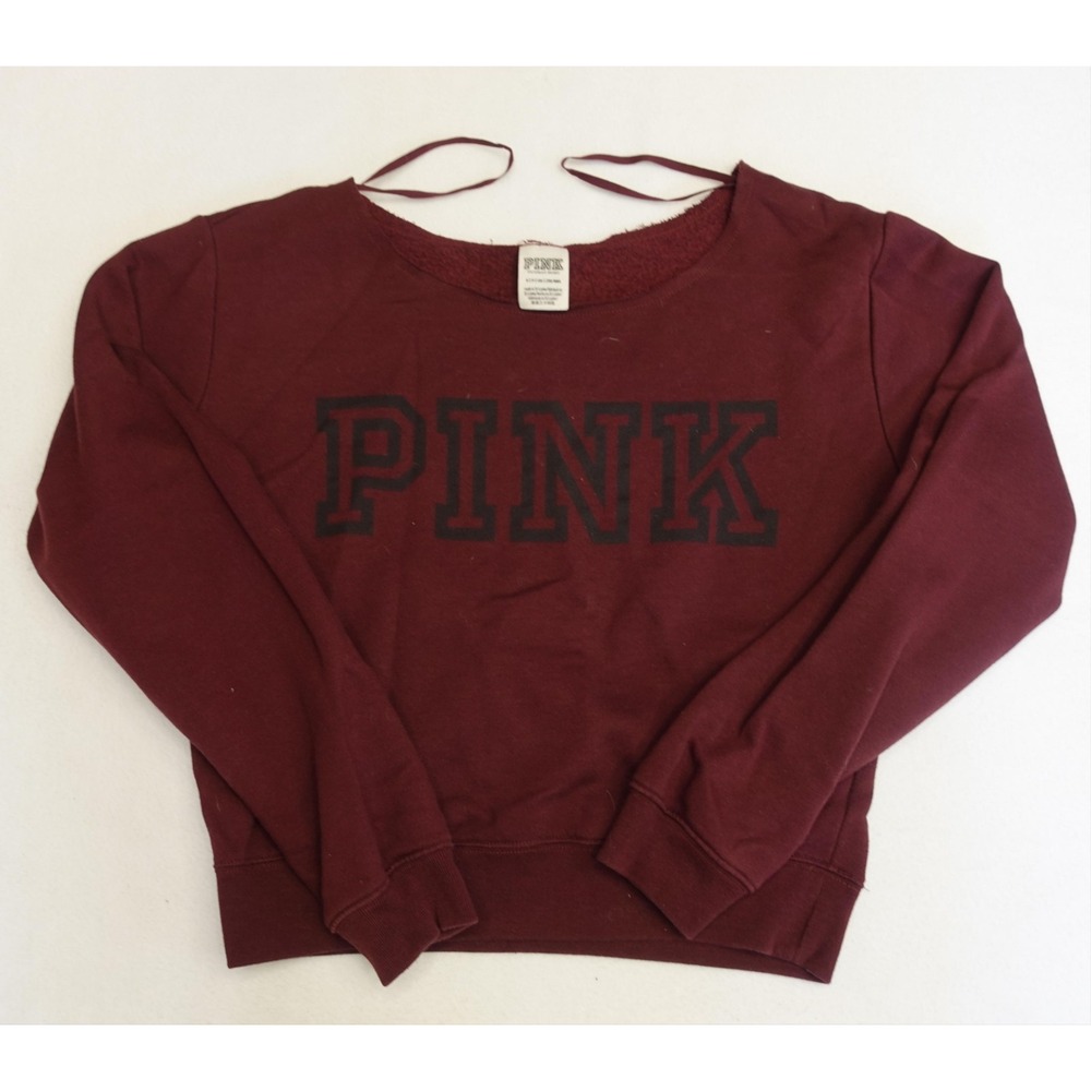 Victoria's Secret PINK Sweatshirt Womens Small Red Crewneck Pullover Logo